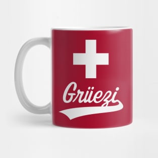 Grüezi Lettering (Switzerland / Swiss Flag / White) Mug